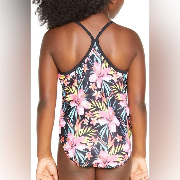 Hurley girls one piece floral swimsuit bathing suit swimwear - Picture 3 of 5